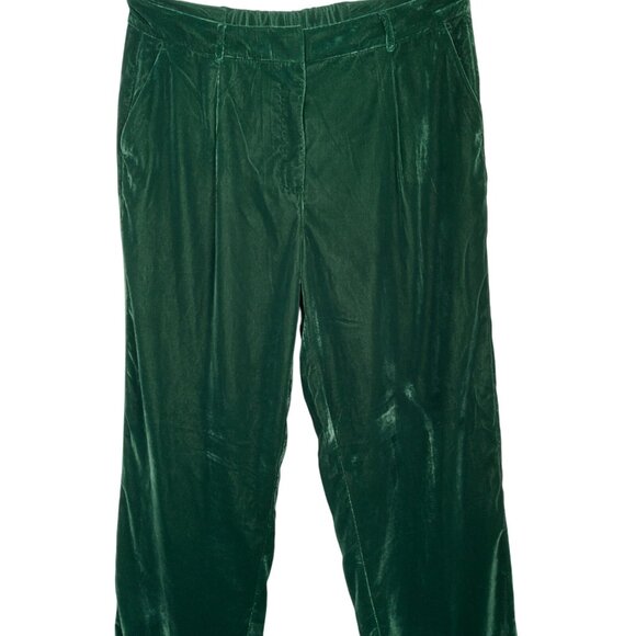 Old Navy Pants XL Taylor Wide Leg Trouser Extra High Rise Green Velour New - Picture 10 of 16